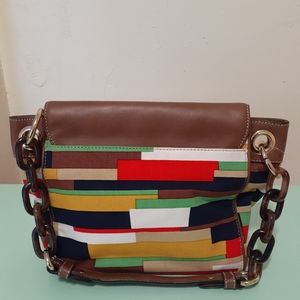 MILLY MULTICOLOR WOMENS BAG VINTAGE SATCHEL 80'S